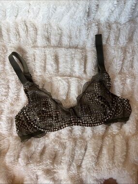 Victoria's Secret Olive Green Lace Sheer Underwire Bra